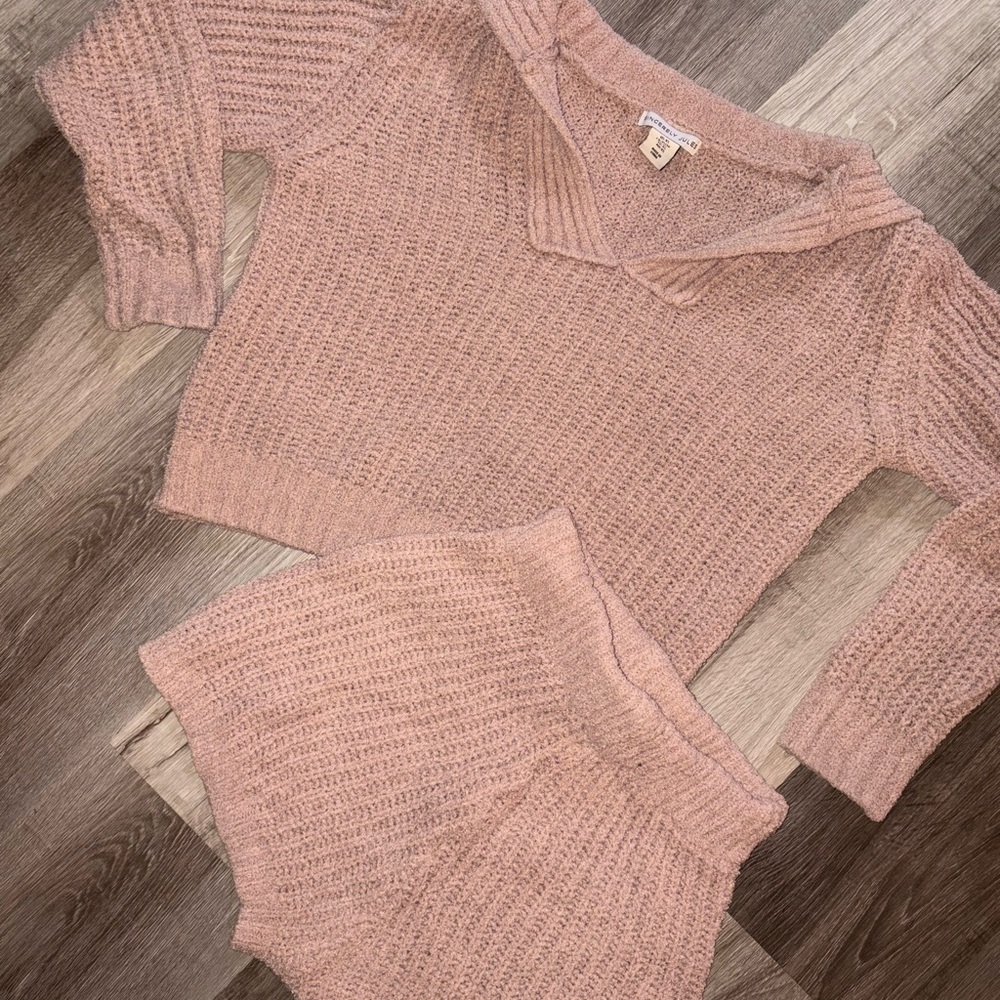 Cozy Pink Knit Sweater Set